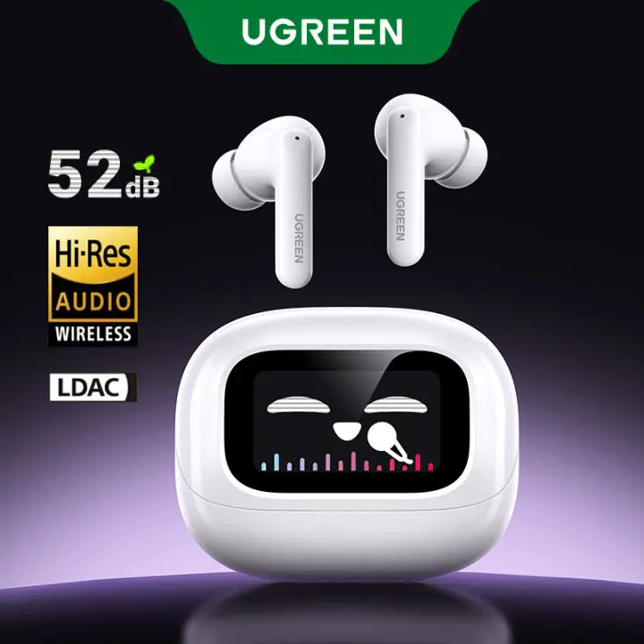 EARBUDS SANS FIL WIRELESS UGREEN HiTune T6 MAGIC AFFICHAGE INTELLIGENT Hi-Res AUDIO WHITE